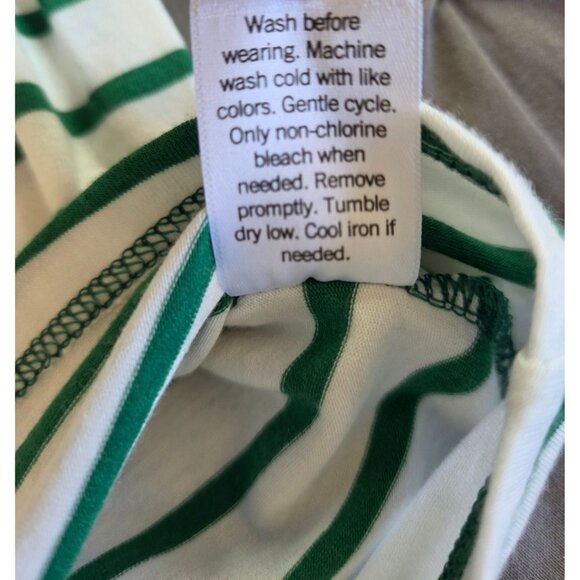 Lauren Conrad Women's Size 3X Green White Striped Boat Neck Short Sleeve Cotton - Picture 8 of 10